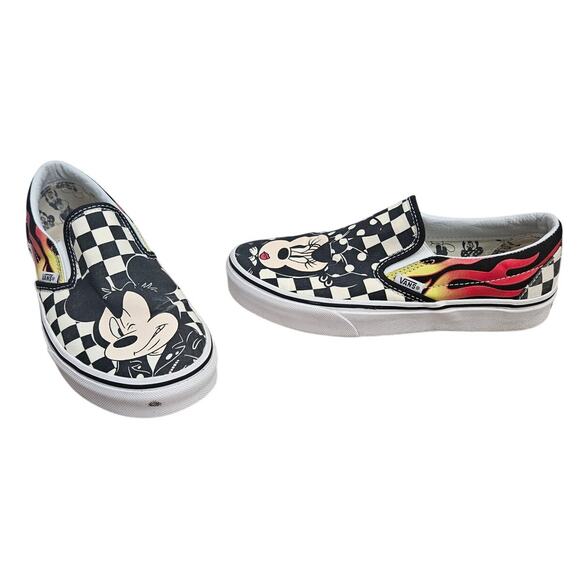 VANS x Disney Slip On Mickey & Minnie Casual Sneakers sz 7.5 Vacation Flame - Picture 1 of 9